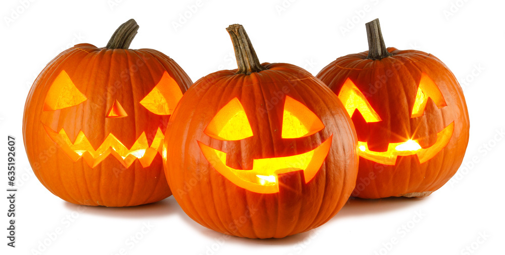 Three Halloween Pumpkins on white Three Halloween Pumpkins on white