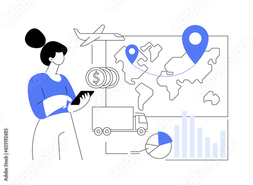 Transportation cost optimization abstract concept vector illustration.