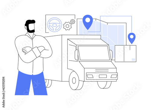 Professional truck drivers abstract concept vector illustration.