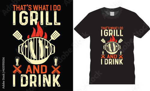 Print op canvas BBQ grill drink graphic vector graphic vector typography illustration t shirt template design