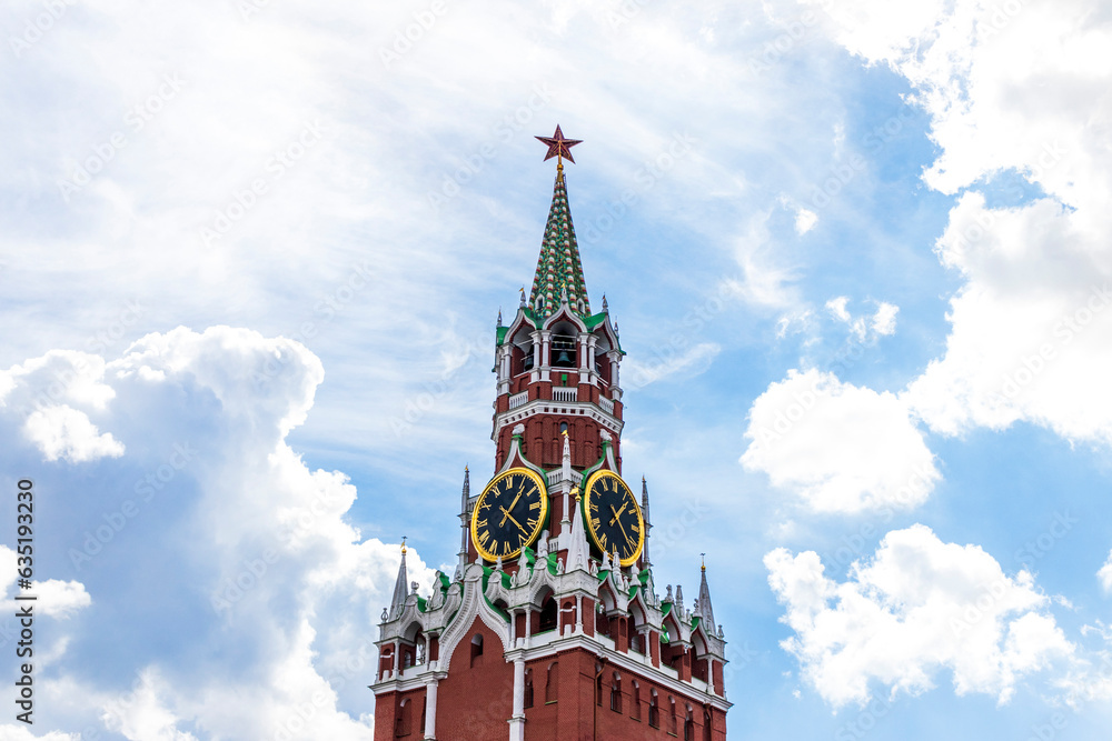 Moscow, Russia - 07.30.2023 - Shot of the main chimes of the Kremlin. Landmark
