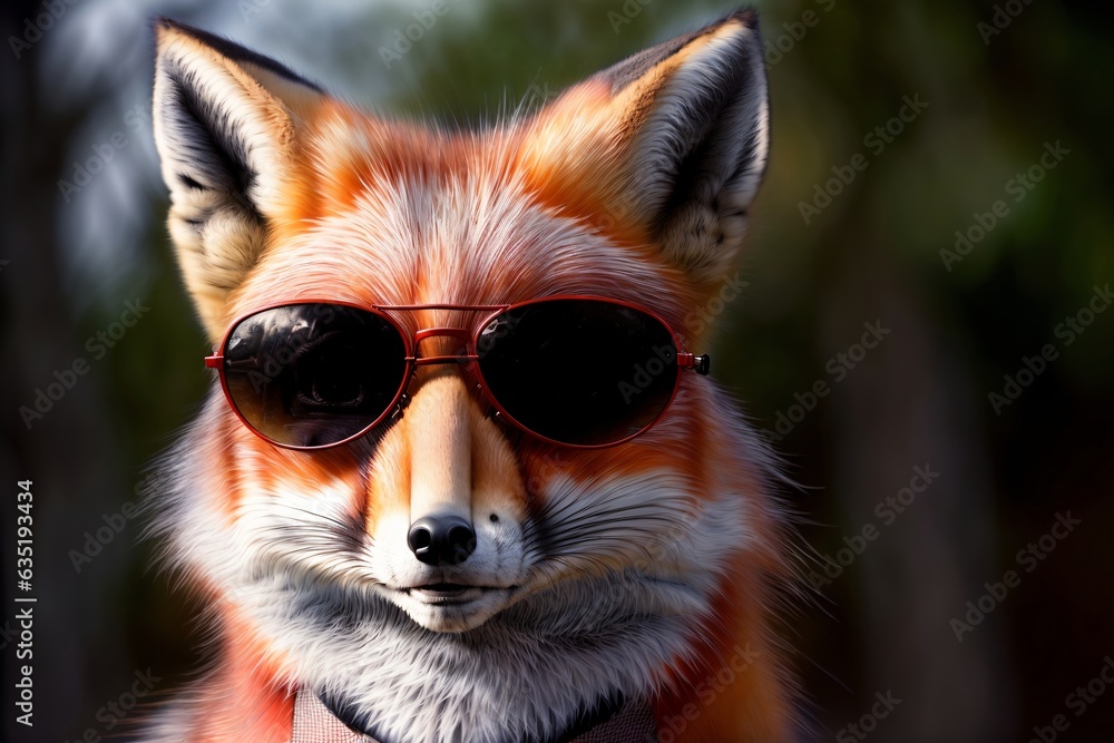 A Close Up Of A Fox Wearing Sunglasses A Close Up Of A Fox Wearing Sunglasses