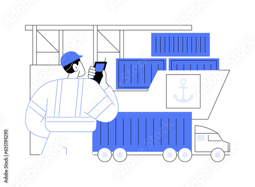 Port road transportation abstract concept vector illustration.