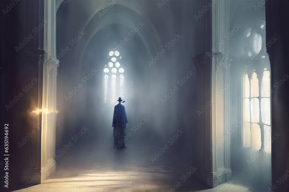 A Man Standing In The Middle Of A Dark Hallway A Man Standing In The Middle Of A Dark Hallway