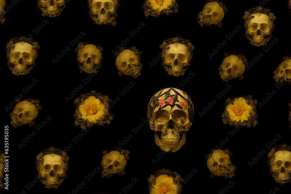 A Bunch Of Skulls With Flowers On Them A Bunch Of Skulls With Flowers On Them