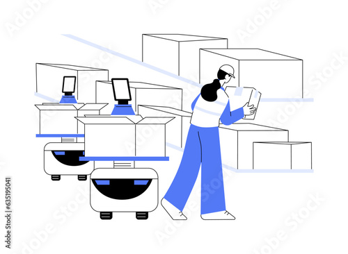 Picking robots abstract concept vector illustration.