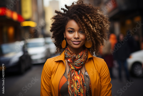 professional business black cool casual creative african woman, colorful clothes.generative ai