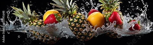 Pineapples falls into the water