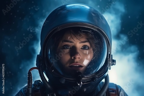 woman dressed as an astronaut in space