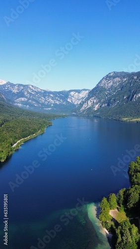 drone photo Bohinj lake  Bohinjsko jezero slovenia europe 