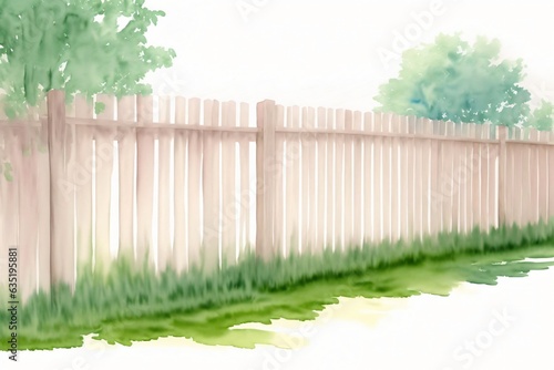 A Painting Of A White Picket Fence