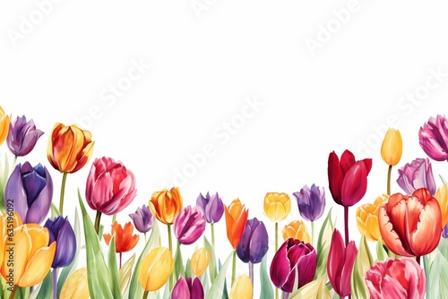 greeting card with tulips on a white background with space for text © Tatiana