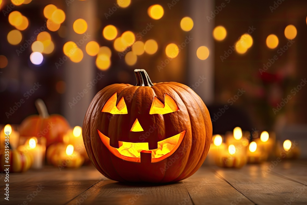 Kind Halloween Pumpkin. Generative ai. Kind Halloween Pumpkin. Generative ai.