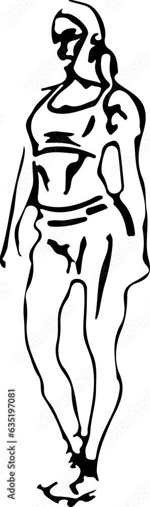 Naklejka premium Outline of a girl in a sports uniform. Silhouette of a woman.