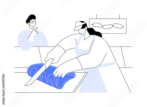 Retail meat cutting abstract concept vector illustration.