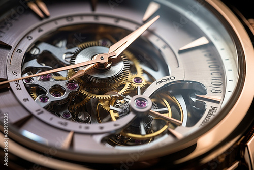 Tourbillon, macro image of a wrist mechanical watch.