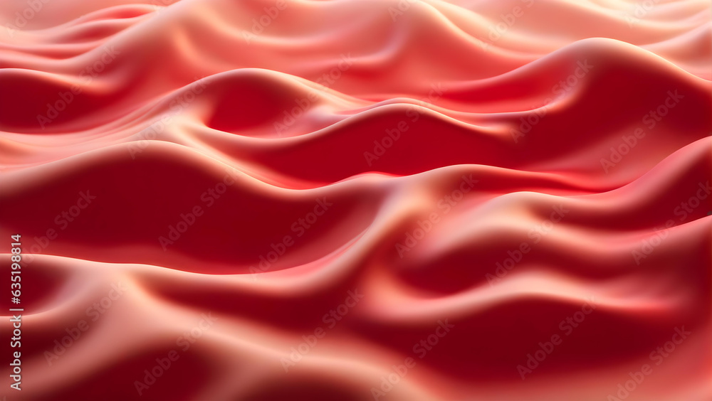Obraz premium Red Satin Waves Background, 3D render red Wallpaper