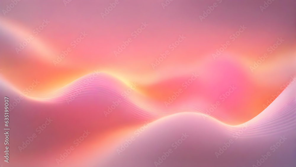 Subtle gradients backdrop. Dynamic abstract pastel silk waves in light pink and yellow color, gentle lovely wallpaper. Copy space, ideal for beauty and wellnes industries background. - obrazy, fototapety, plakaty 