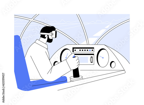 VR pilot training abstract concept vector illustration.