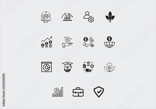 Vector business and finance editable stroke line icon set with money, bank, check, law, auction, exchange, payment, wallet, deposit, piggy, calculator, web, and more isolated outline thin symbol