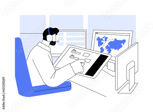 Port control room abstract concept vector illustration.