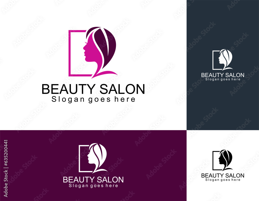 abstract vector logo design with hand and leaves. symbol for cosmetics, jewellery, beauty products badge on feminine style. suitable for floral and botanical business