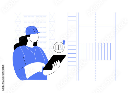 Automated storage and retrieval system abstract concept vector illustration.