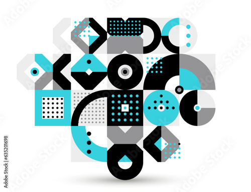 Trendy geometric vector motif, abstract geometry modular tiling composition, wallpaper 70s retro wallpaper, rhythmic dotted graphic design forms.