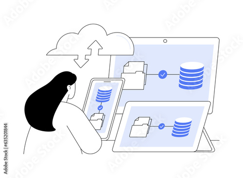 Data backup and recovery abstract concept vector illustration.
