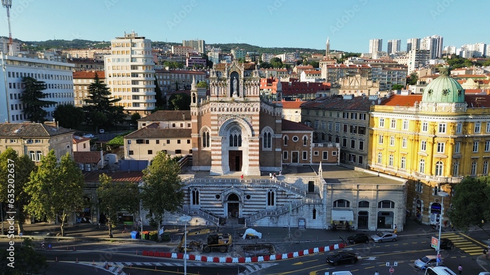 drone photo Church of Our Lady of Lourdes Rijeka Croatia