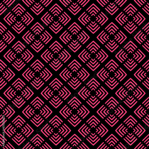 Tile black and pink vector pattern or graphic line background for seamless decoration wallpaper