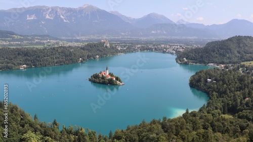 drone photo Bled Lake Slovenia, Bled Lake, Bled, Slovenia, Blejsko jezero photo