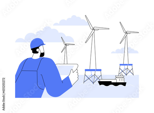 Offshore wind energy abstract concept vector illustration.