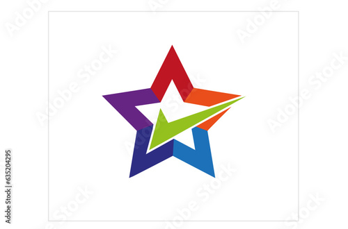 creative abstract colorful star and check symbol logo icon design illustration