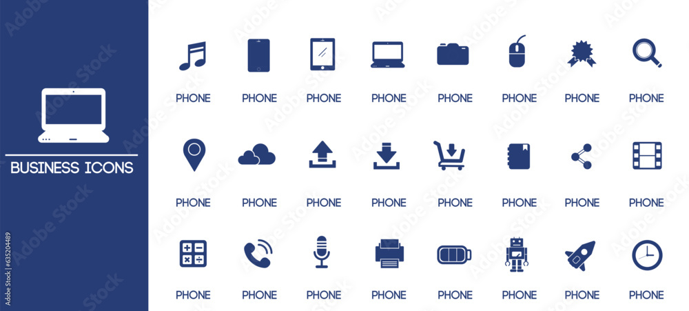 Set of Blue Business icons Set of Blue Business icons
