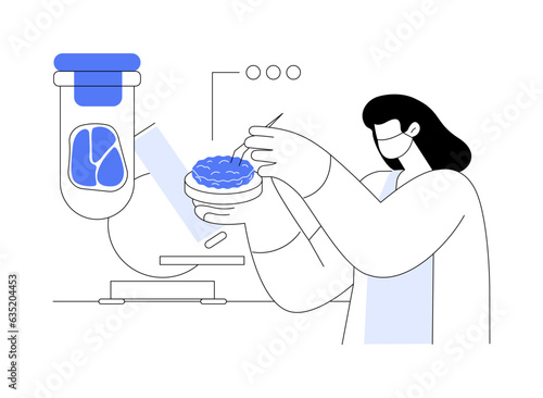 Growing meat in a lab abstract concept vector illustration.