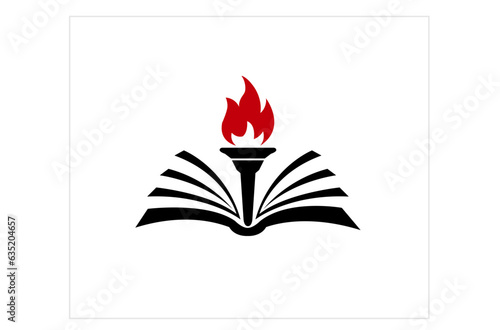 creative open book torch logo vector symbol icon design illustration