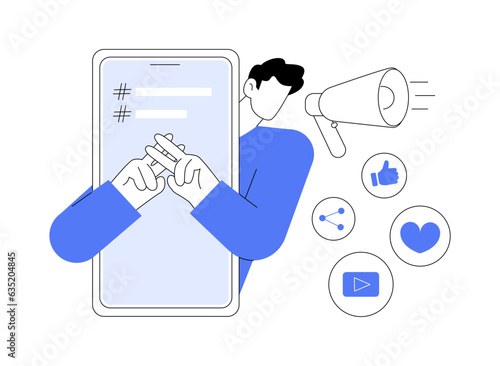 Hashtag campaign abstract concept vector illustration.
