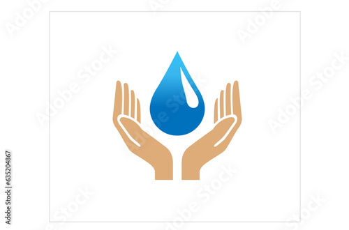 hands holding drop of water logo design vector icon symbol illustration