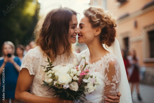 lesbian couple getting married photo