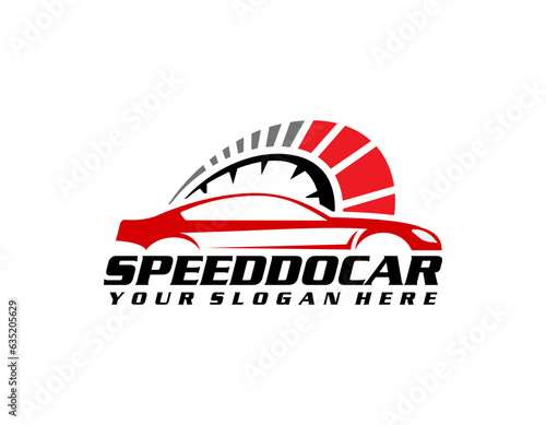 Speed ​​car service logo design, modern sports car repair shop symbol vector illustration