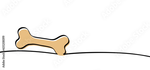 Drawn yellow dog treat bone. Line pattern. Bone. Pet Toy. Woof, bite sign. Vector bones. lover animal day or dog day. Dog food. Dog treats. Treats for dogs. Animal traces. cookies for dogs.