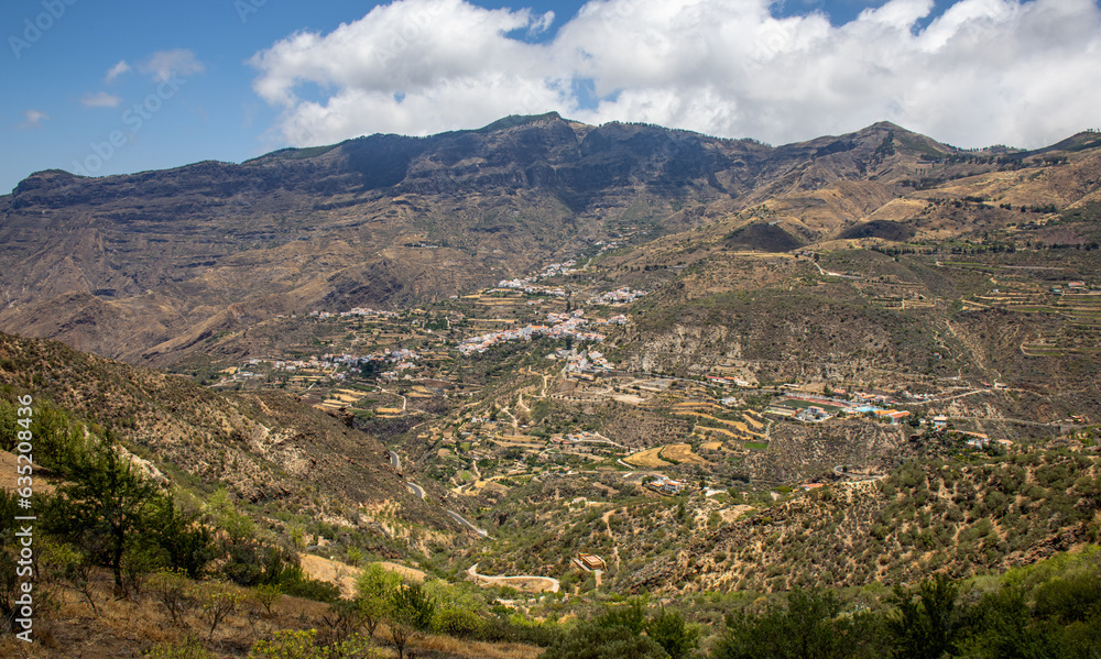 Tejeda, one of the most beautiful towns in Spain. The village is surrounded by mountains, Gran Canaria, Spain