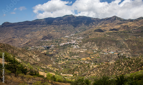 Tejeda, one of the most beautiful towns in Spain. The village is surrounded by mountains, Gran Canaria, Spain