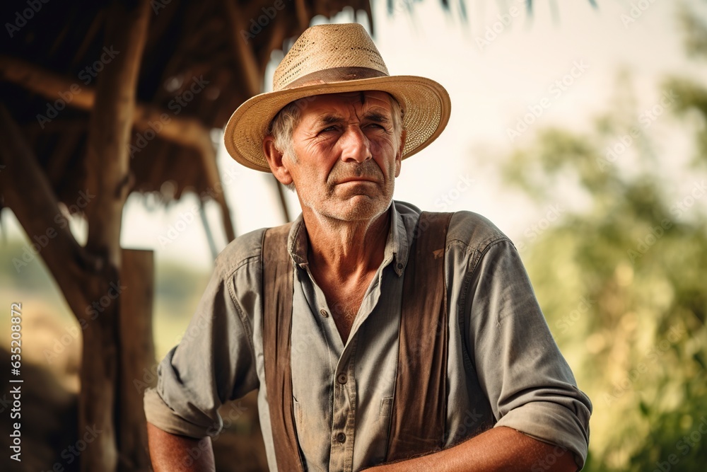 farmer man with a straw hat