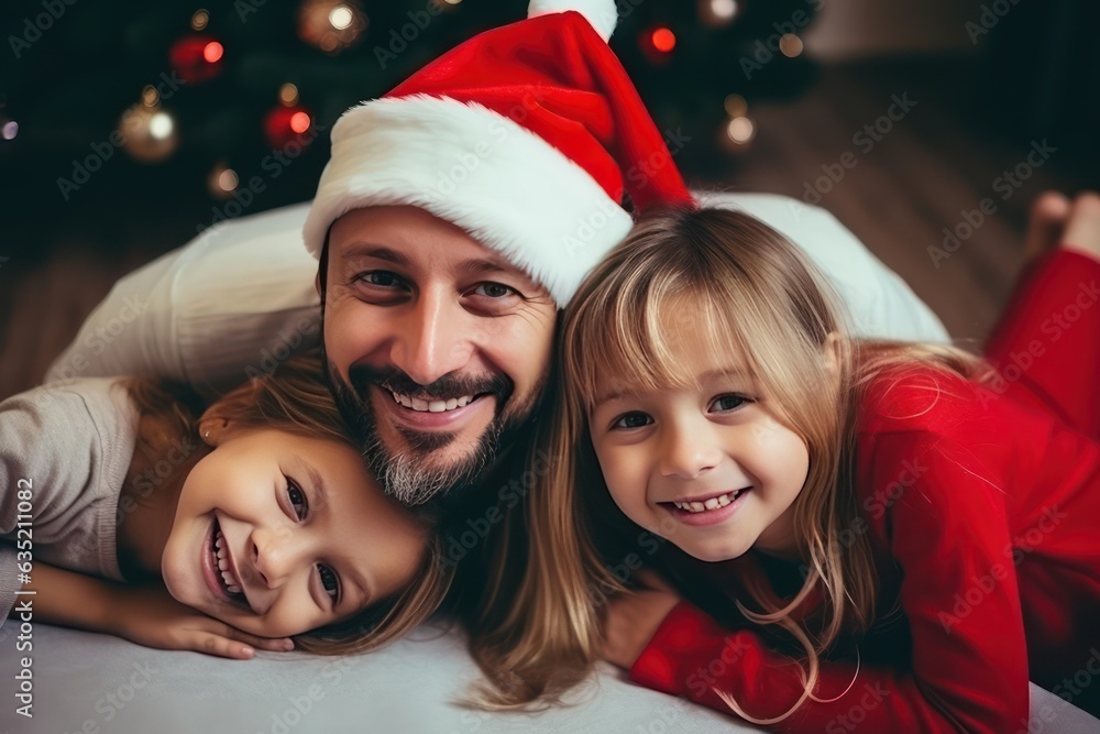 Christmas family Happy mom dad and little daughter Christmas family Happy mom dad and little daughter