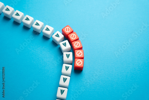 Change the direction of movement with prohibitions, restrictions. Adaptability and resilience. Reassess goals, reevaluate strategies, develop innovative solutions. Go with the flow, don't resist