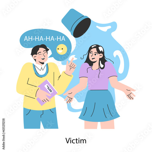 School bullying. Upset victim being bullied and shamed by others. Pressure