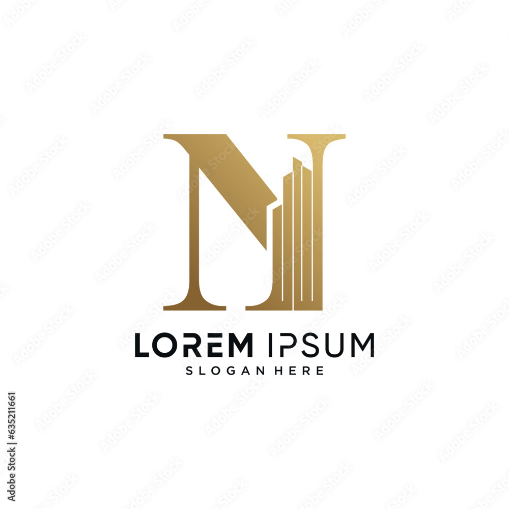 Letter N and building logo design vector illustration with creative concept Letter N and building logo design vector illustration with creative concept