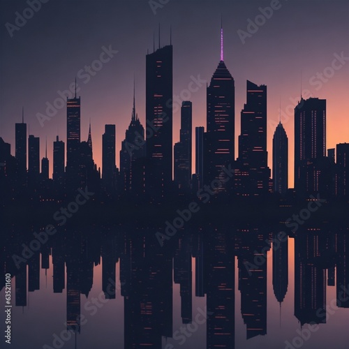 city skyline at sunset  vector  skyline